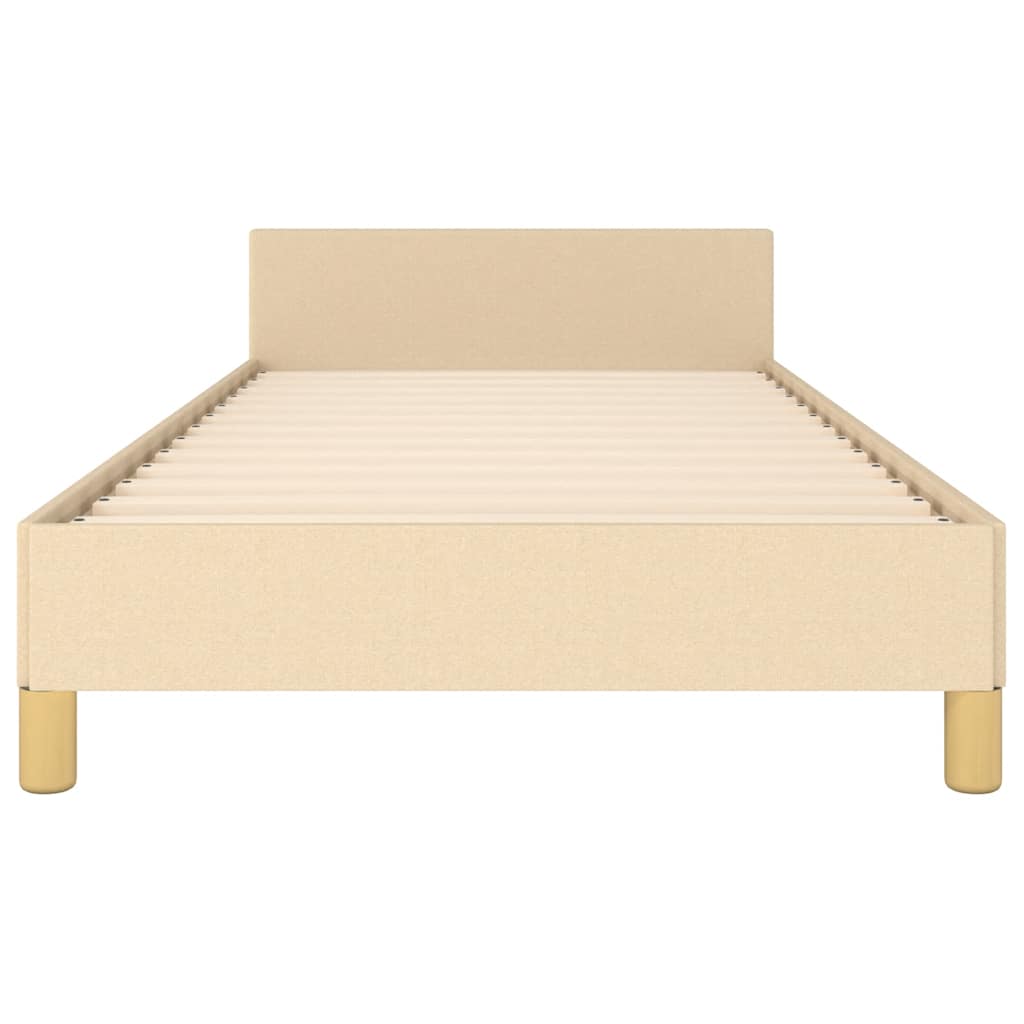 Sengeramme med hovedgærde uden madras Creme 90x200 cm Stof