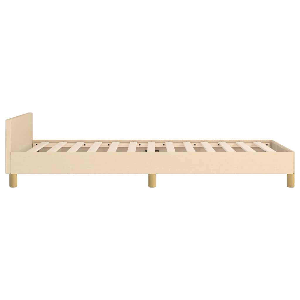 Sengeramme med hovedgærde uden madras Creme 90x200 cm Stof