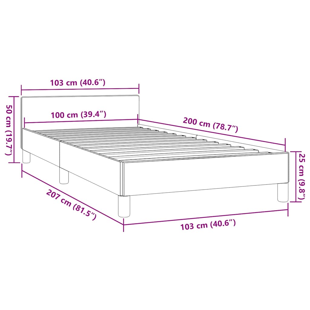 Sengeramme uden madras Lysegrå 100x200 cm Stof