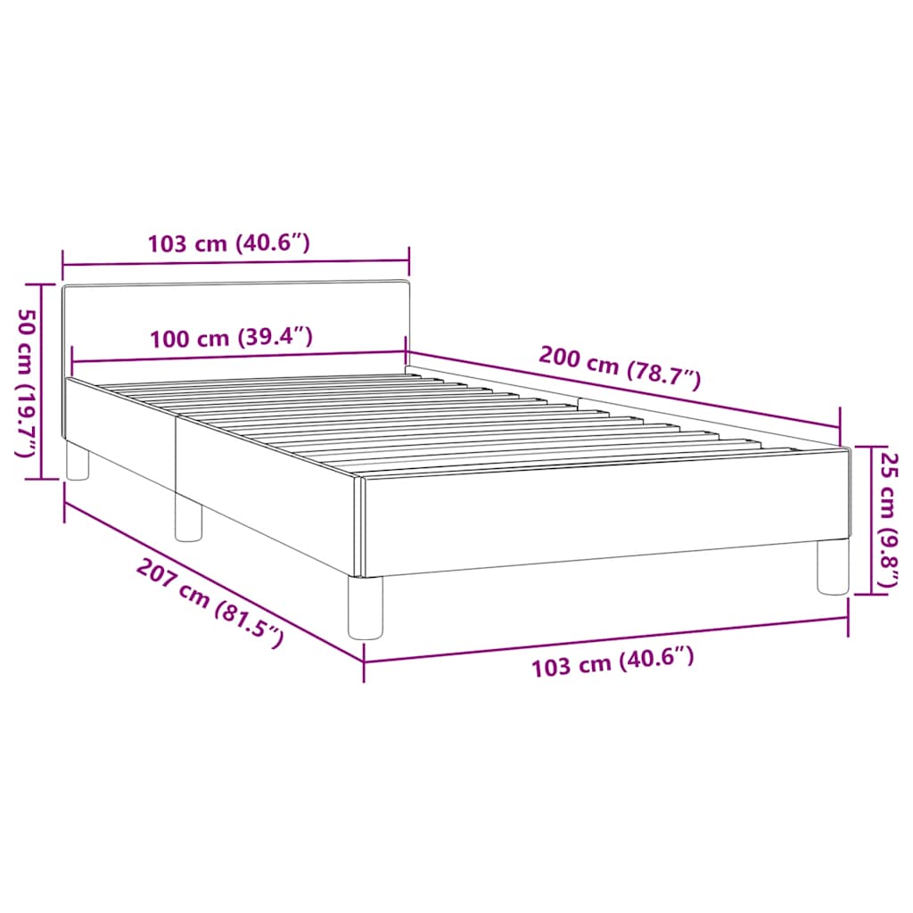 Sengeramme uden madras Sort 100x200 cm Stof