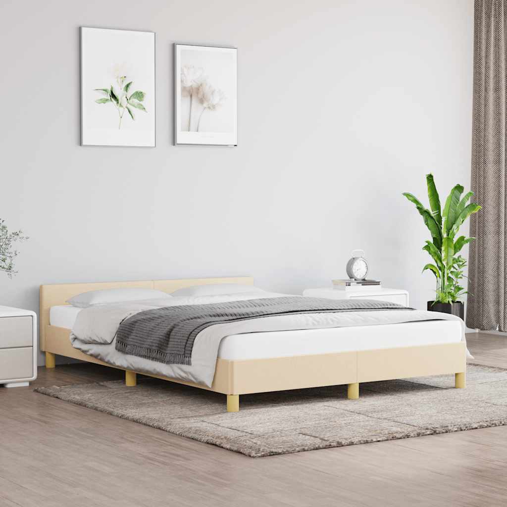 sengeramme uden madras 140x190 cm stof cremefarvet