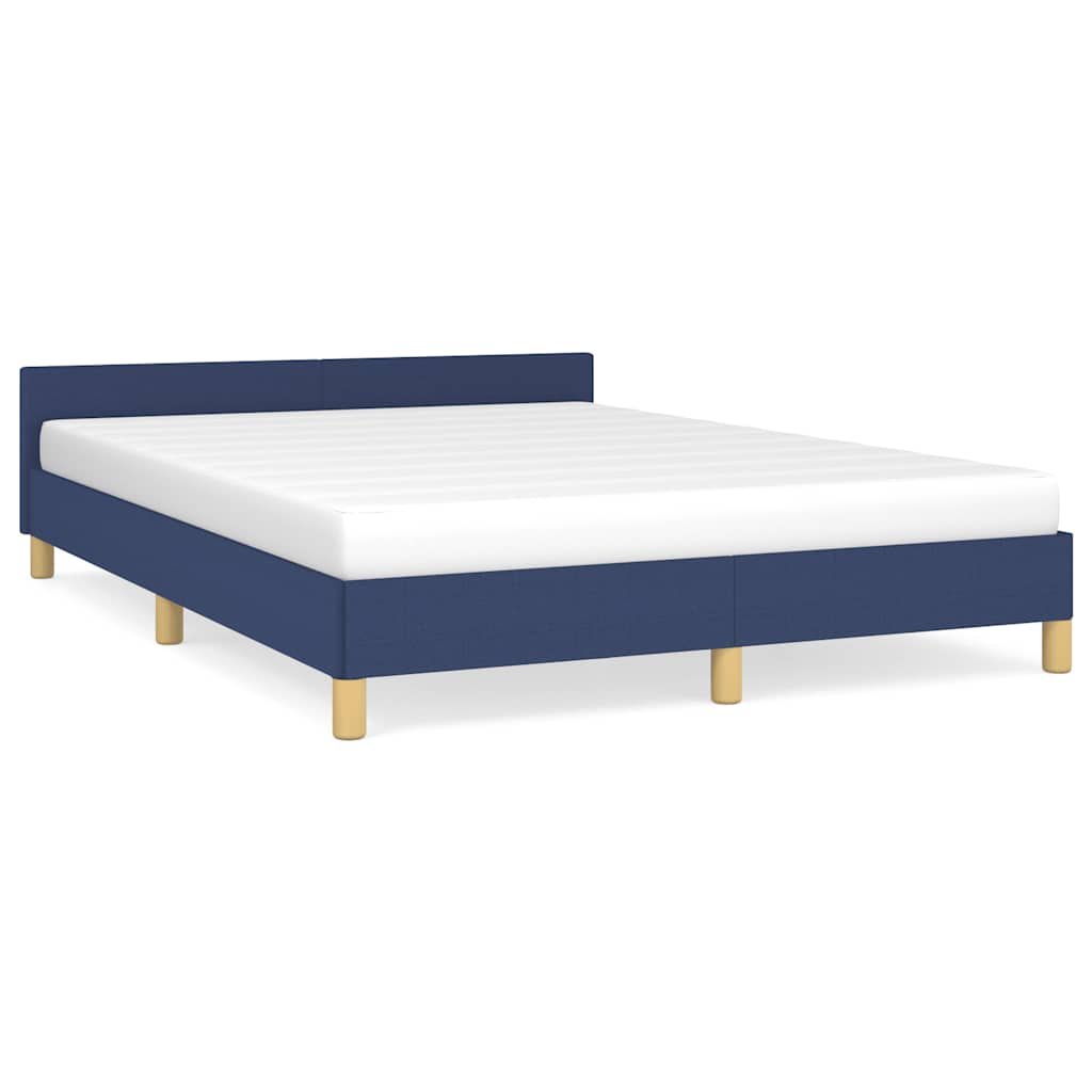 Sengeramme med hovedgærde uden madras Blå 140x190 cm Stof