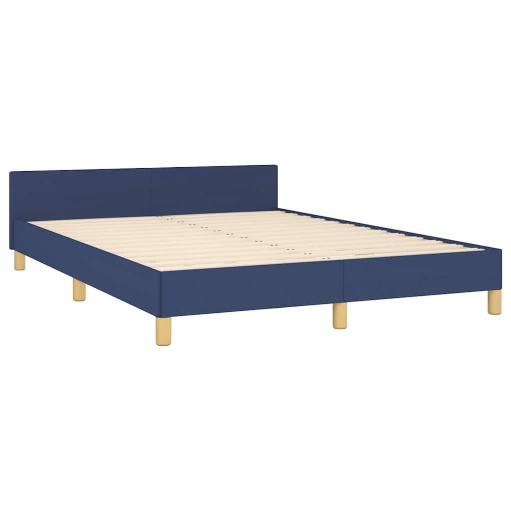 Sengeramme med hovedgærde uden madras Blå 140x190 cm Stof