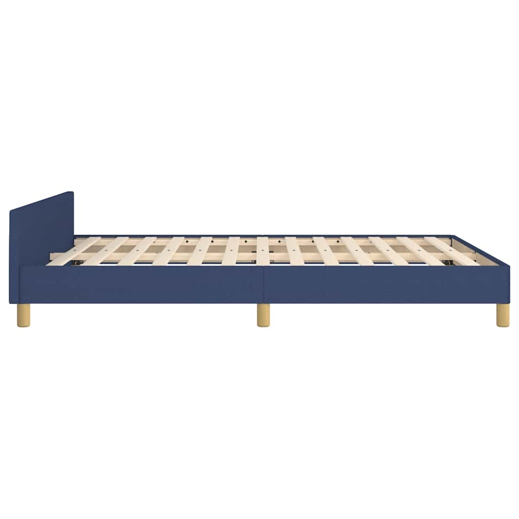 Sengeramme med hovedgærde uden madras Blå 140x190 cm Stof