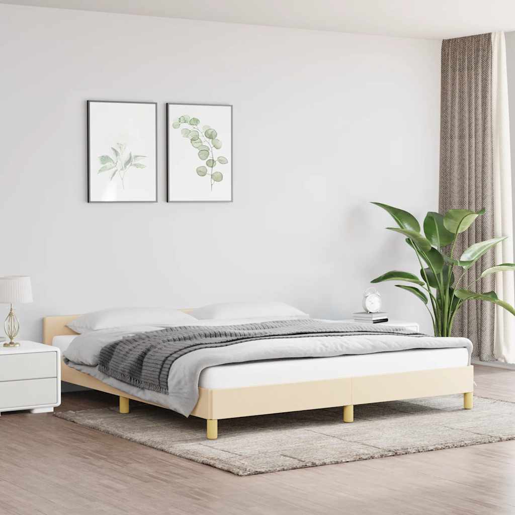 sengeramme uden madras 160x200 cm stof cremefarvet