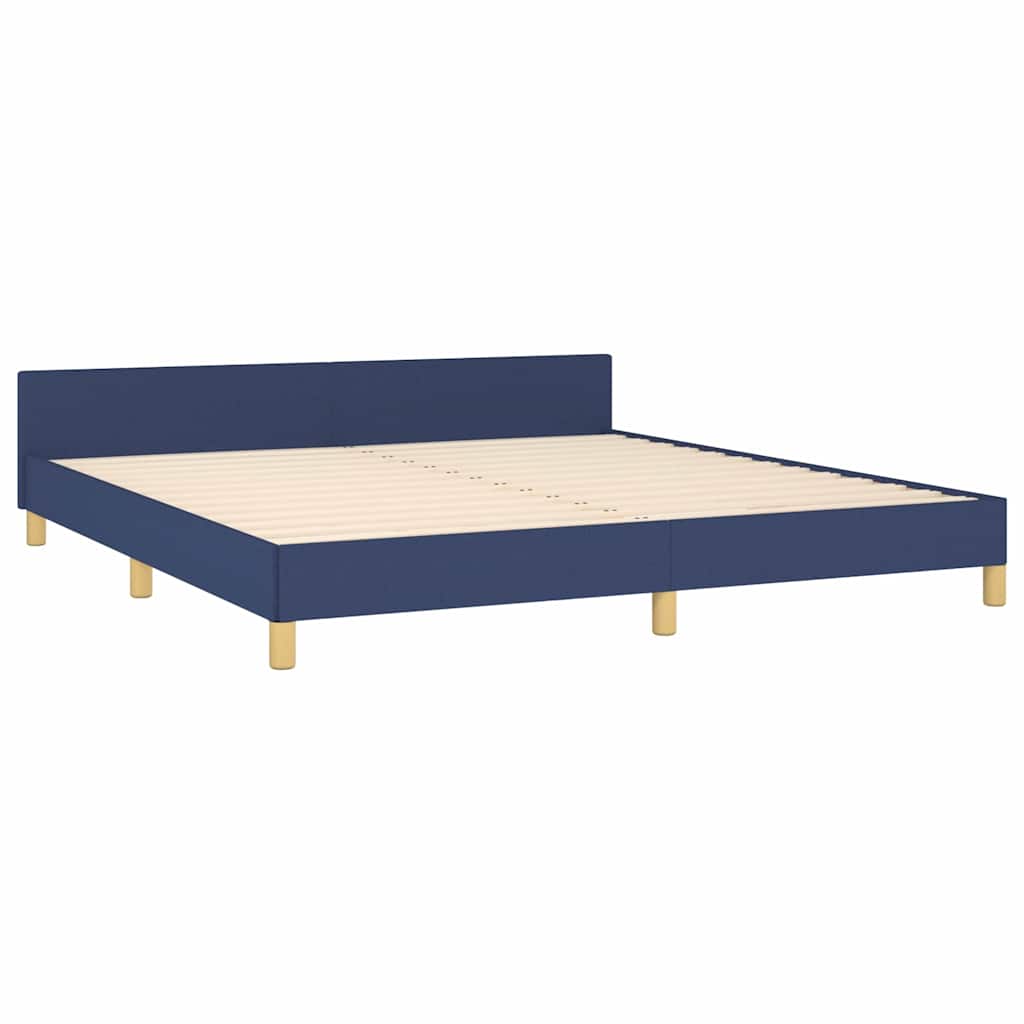 Sengeramme med hovedgærde uden madras Blå 160x200 cm Stof