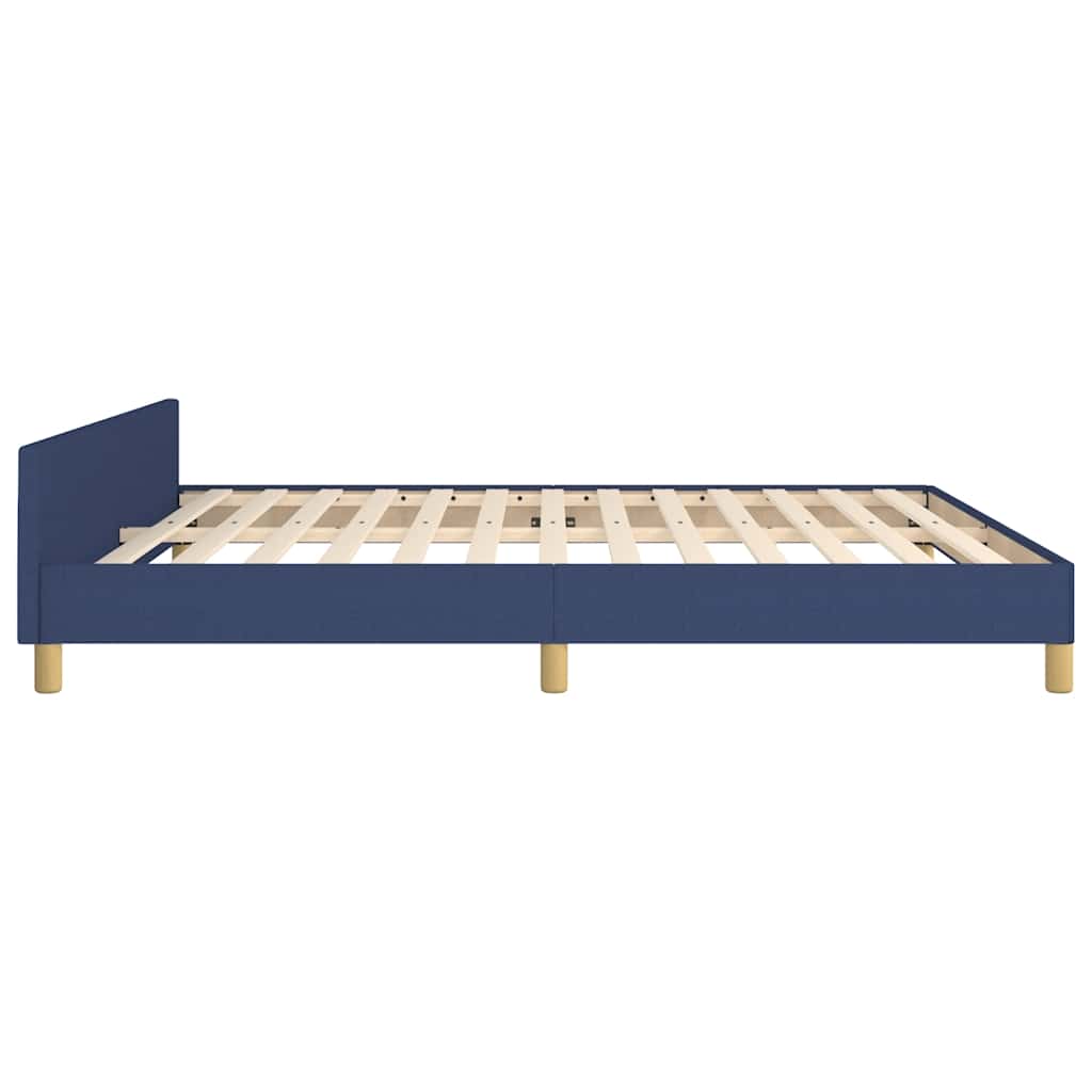 Sengeramme med hovedgærde uden madras Blå 160x200 cm Stof