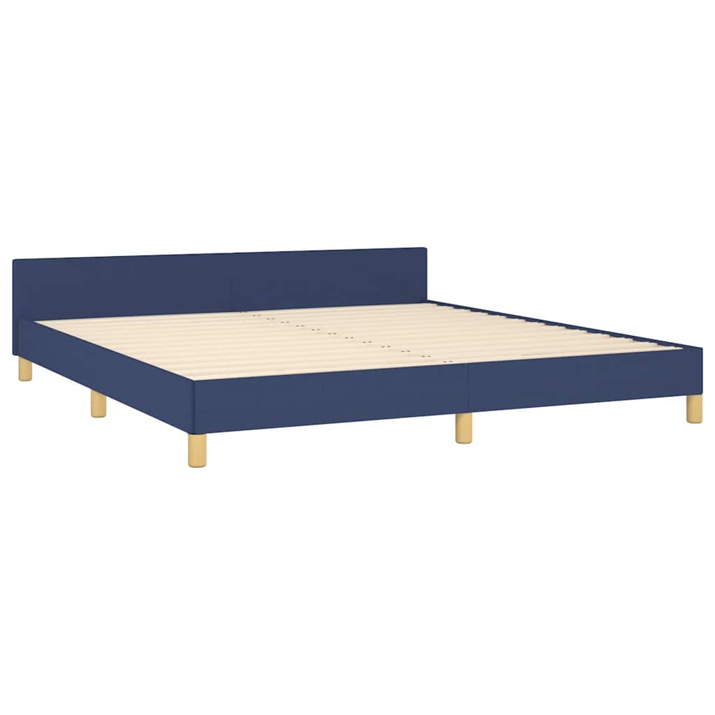 Sengeramme med hovedgærde uden madras Blå 180x200 cm Stof