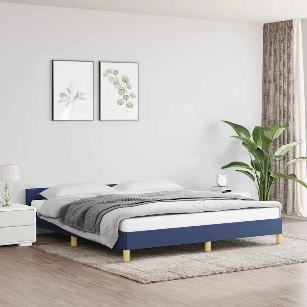 Sengeramme med hovedgærde uden madras Blå 180x200 cm Stof