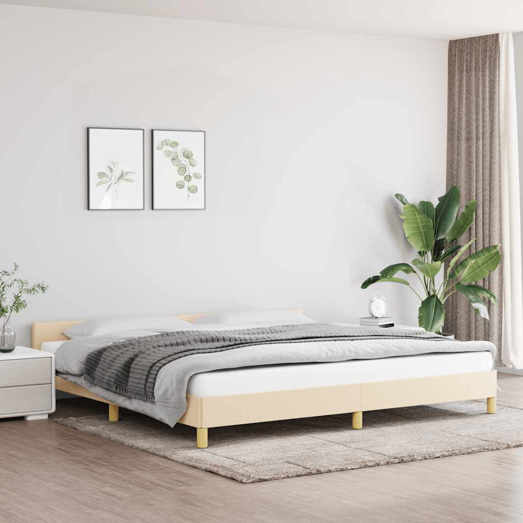 sengeramme uden madras 200x200 cm stof cremefarvet