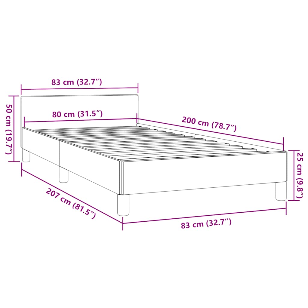 Sengeramme med hovedgærde uden madras Hvid 80x200 cm
