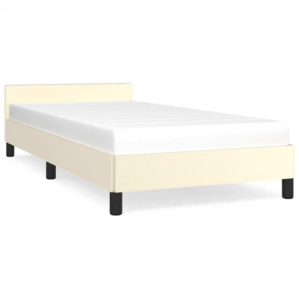 Sengeramme med hovedgærde uden madras Creme 80x200 cm