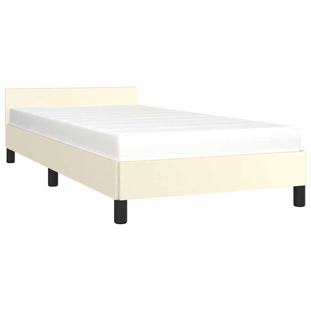 Sengeramme med hovedgærde uden madras Creme 80x200 cm