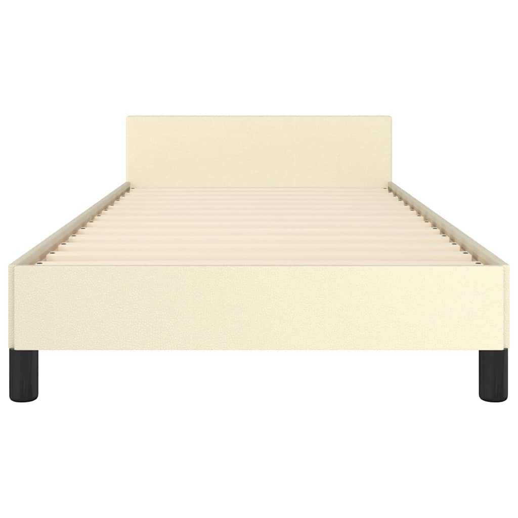 Sengeramme med hovedgærde uden madras Creme 80x200 cm