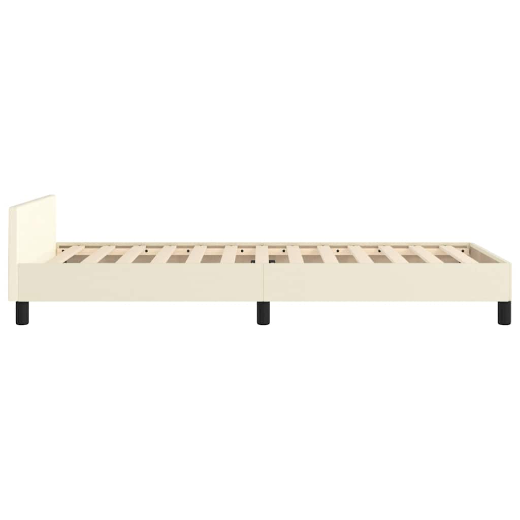 Sengeramme med hovedgærde uden madras Creme 80x200 cm