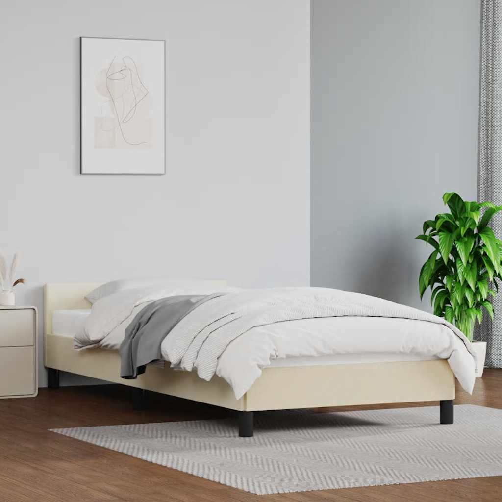Sengeramme med hovedgærde uden madras Creme 80x200 cm
