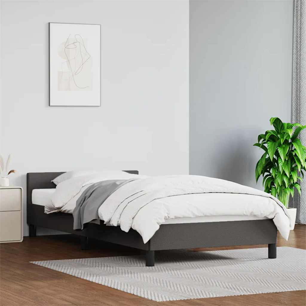 Sengeramme med hovedgærde uden madras Grå 80x200 cm