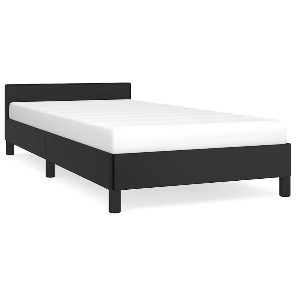 Sengeramme med hovedgærde uden madras Sort 90x190 cm