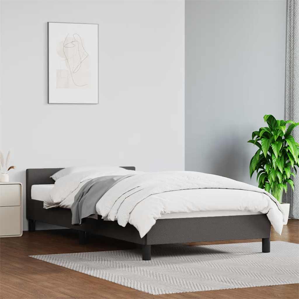 Sengeramme med hovedgærde uden madras Grå 100x200 cm
