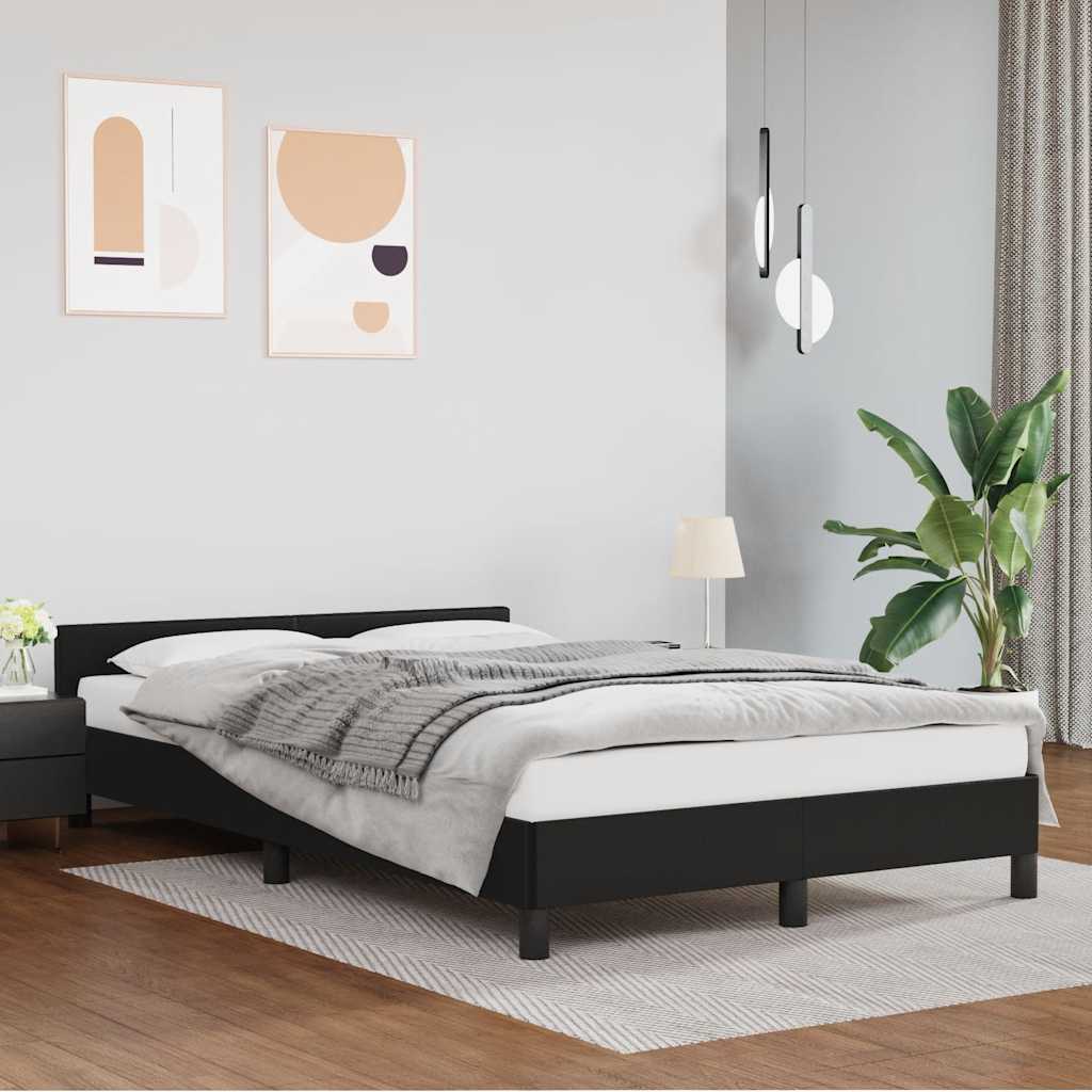Sengeramme med hovedgærde uden madras Sort 120x200 cm
