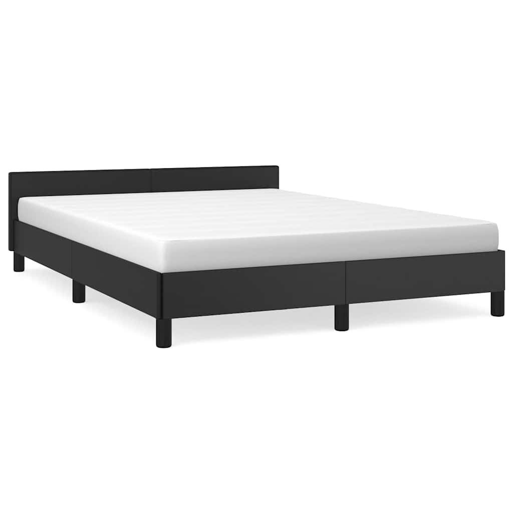 Sengeramme med hovedgærde uden madras Sort 140x190 cm