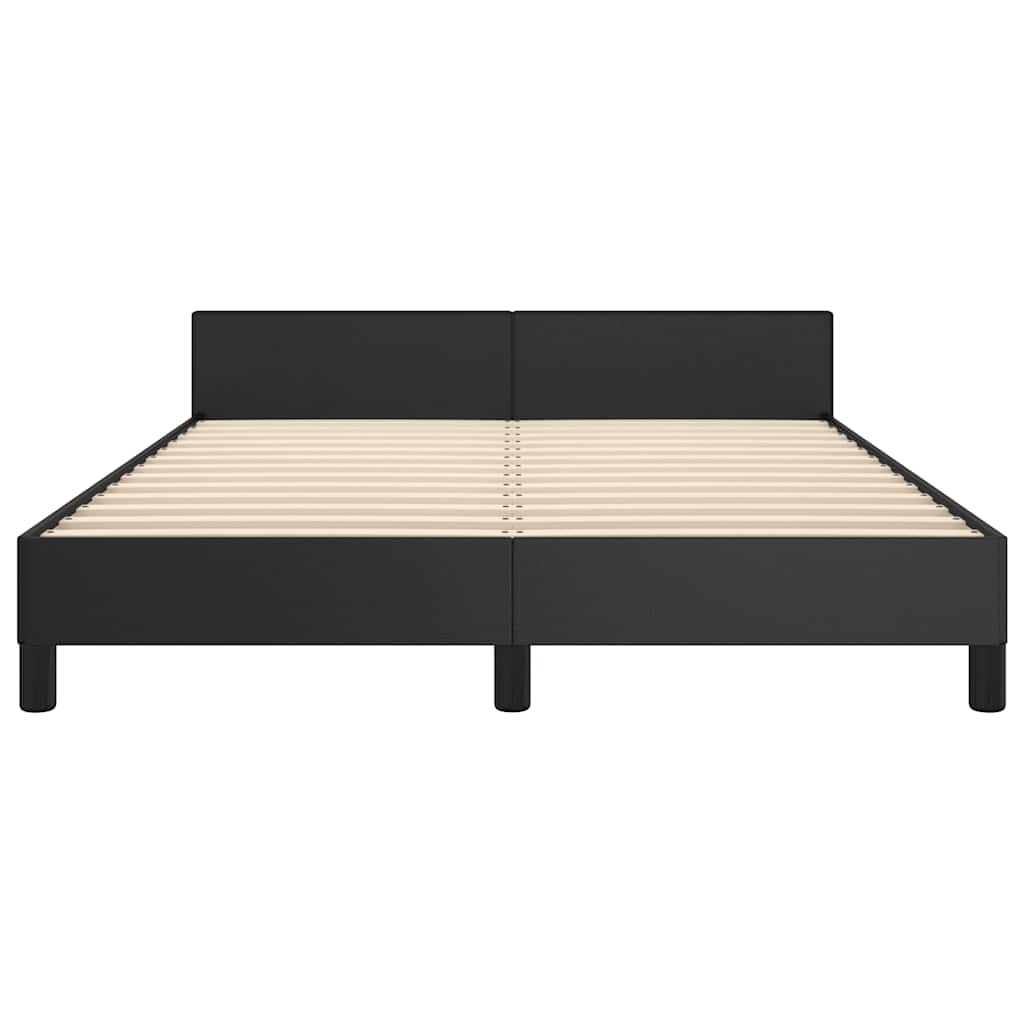 Sengeramme med hovedgærde uden madras Sort 140x190 cm