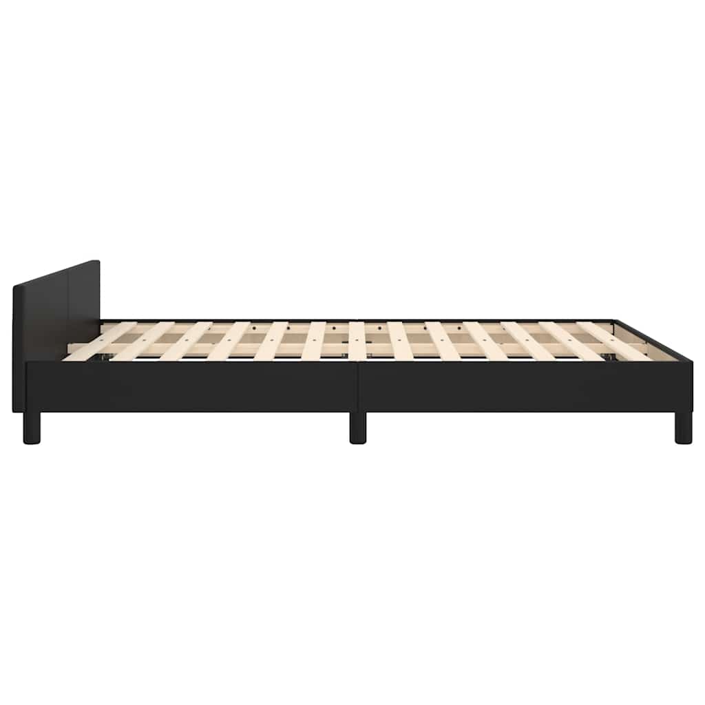 Sengeramme med hovedgærde uden madras Sort 140x190 cm