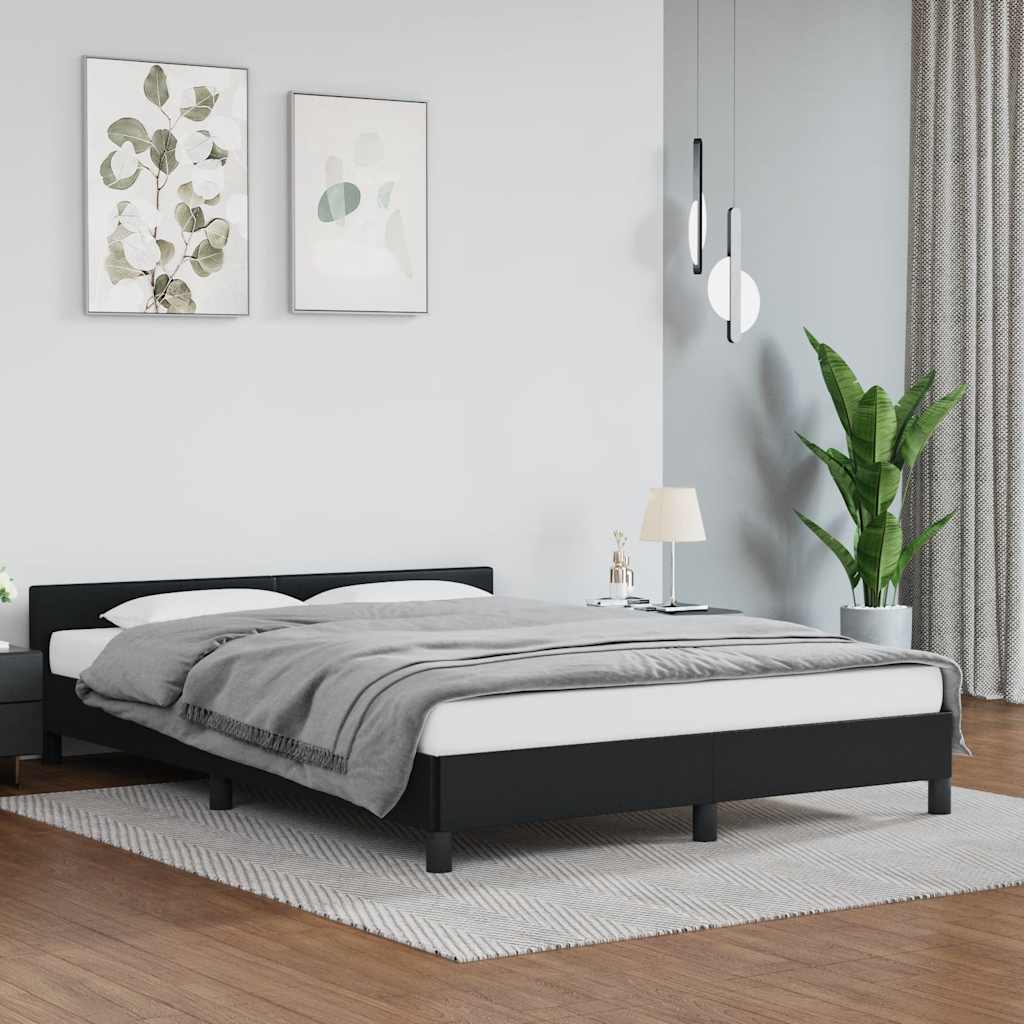 Sengeramme med hovedgærde uden madras Sort 140x190 cm