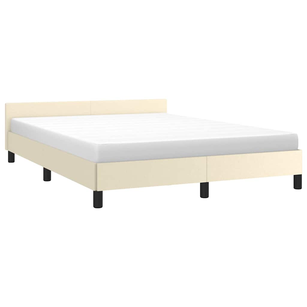 Sengeramme med hovedgærde uden madras Creme 140x190 cm