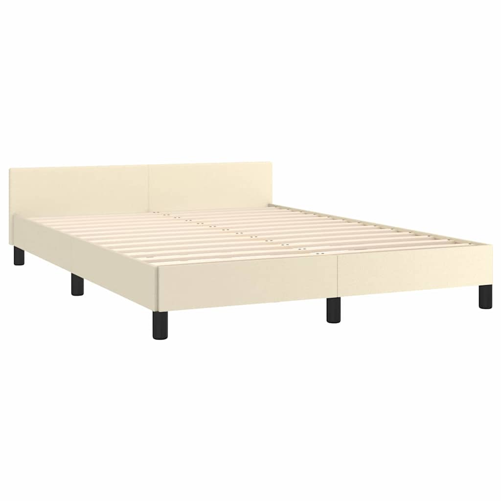 Sengeramme med hovedgærde uden madras Creme 140x190 cm