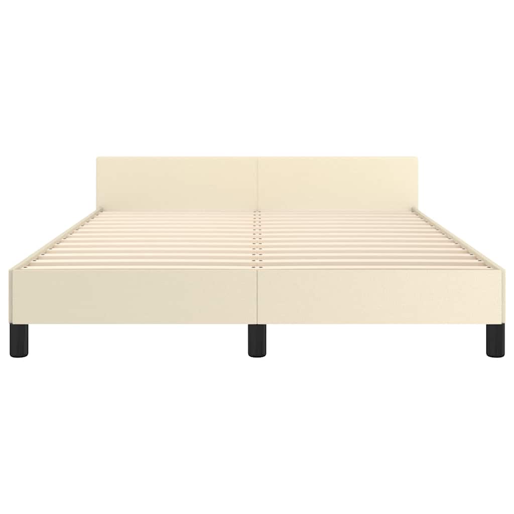 Sengeramme med hovedgærde uden madras Creme 140x190 cm