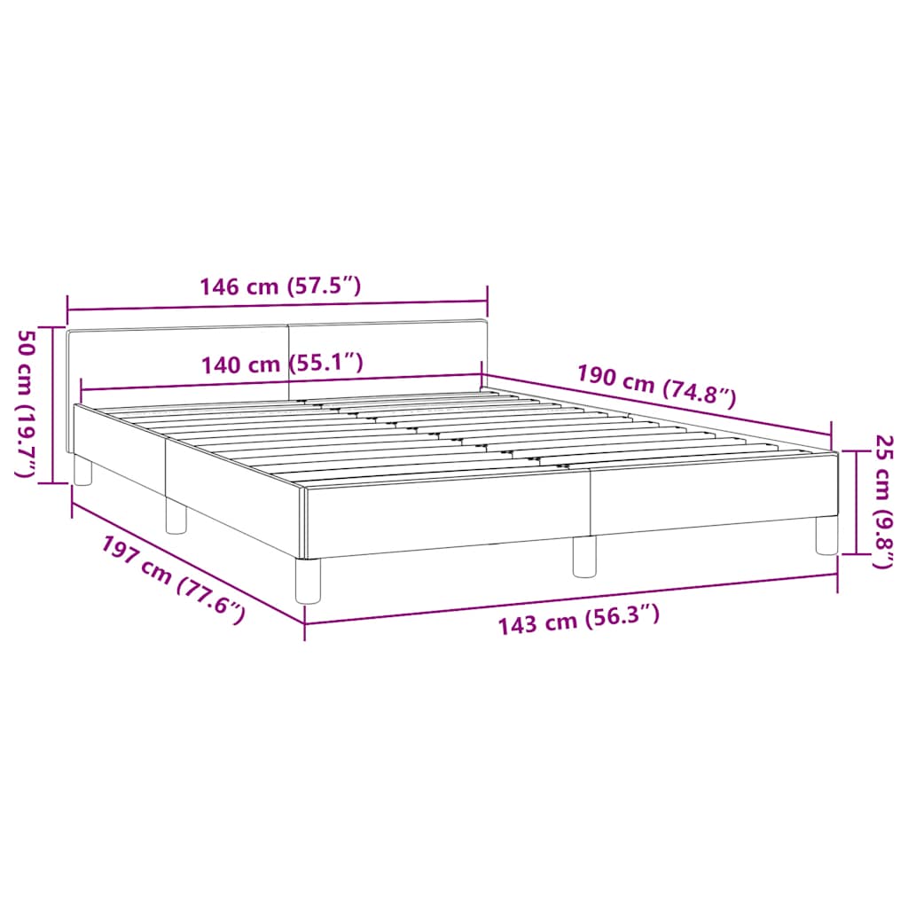 Sengeramme med hovedgærde uden madras Creme 140x190 cm