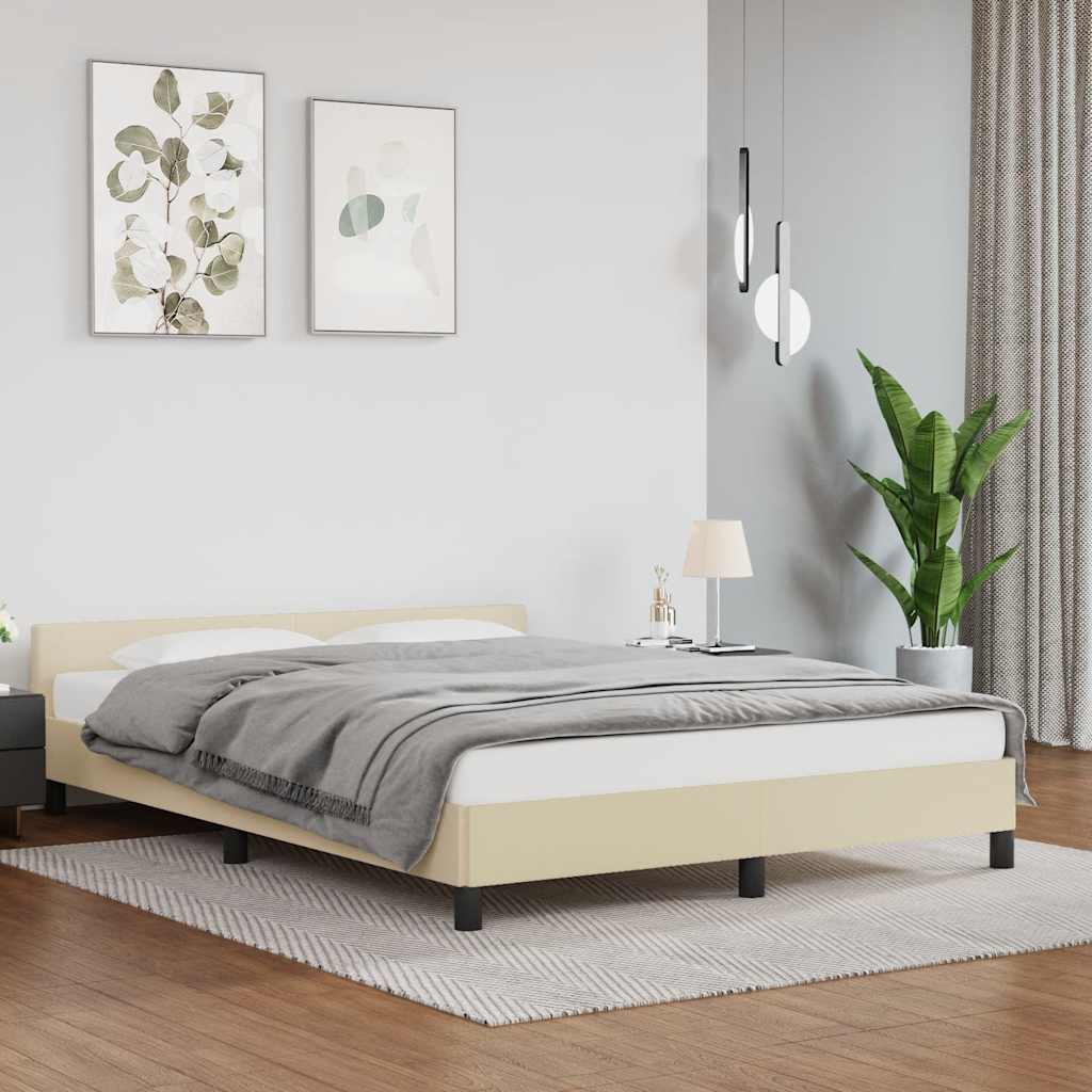 Sengeramme med hovedgærde uden madras Creme 140x190 cm