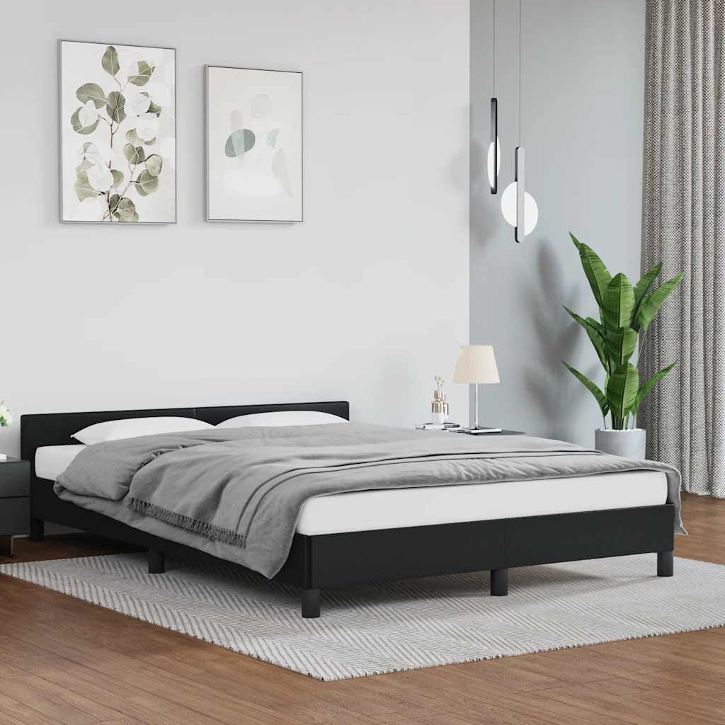 Sengeramme med hovedgærde uden madras Sort 140x200 cm