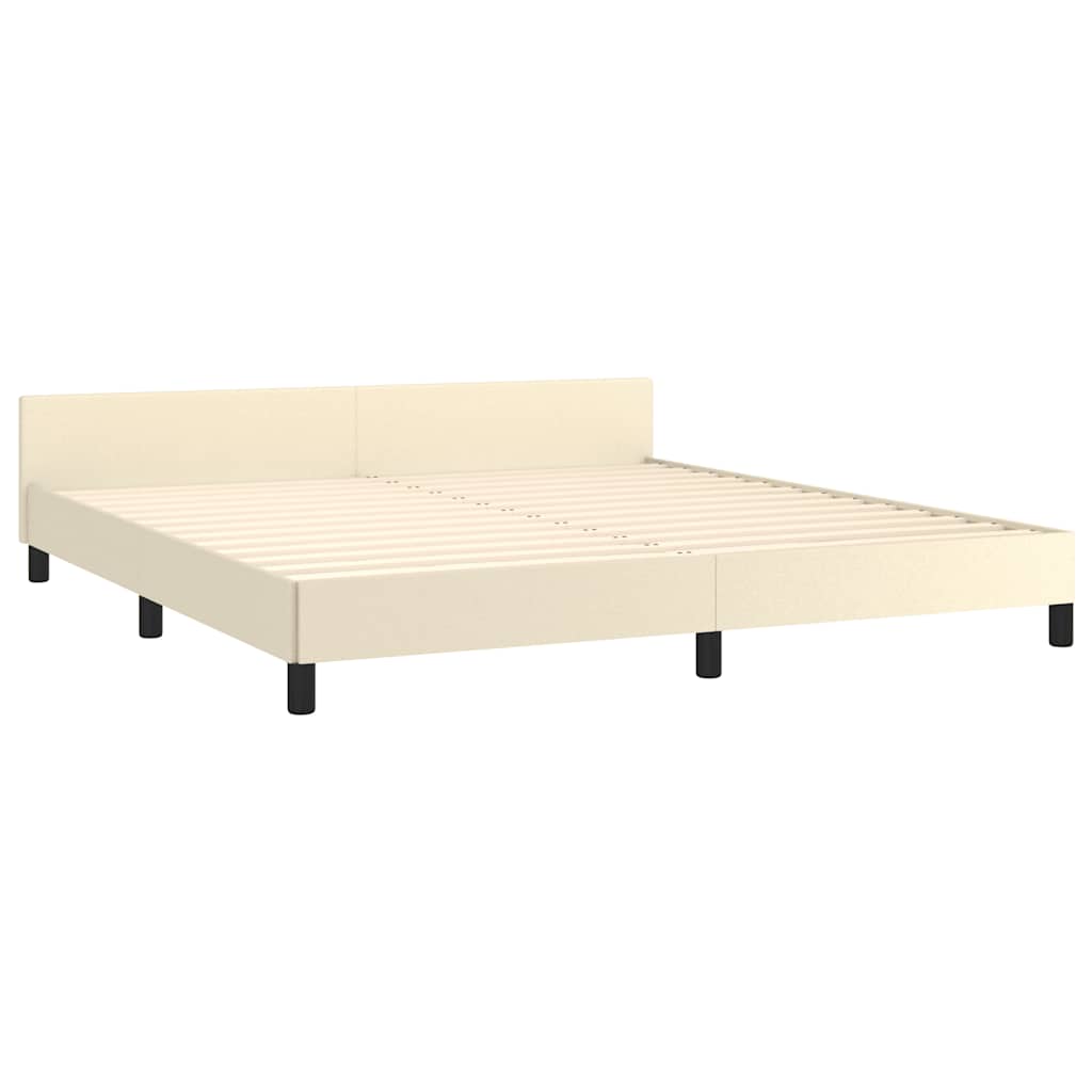 Sengeramme med hovedgærde uden madras Creme 180x200 cm