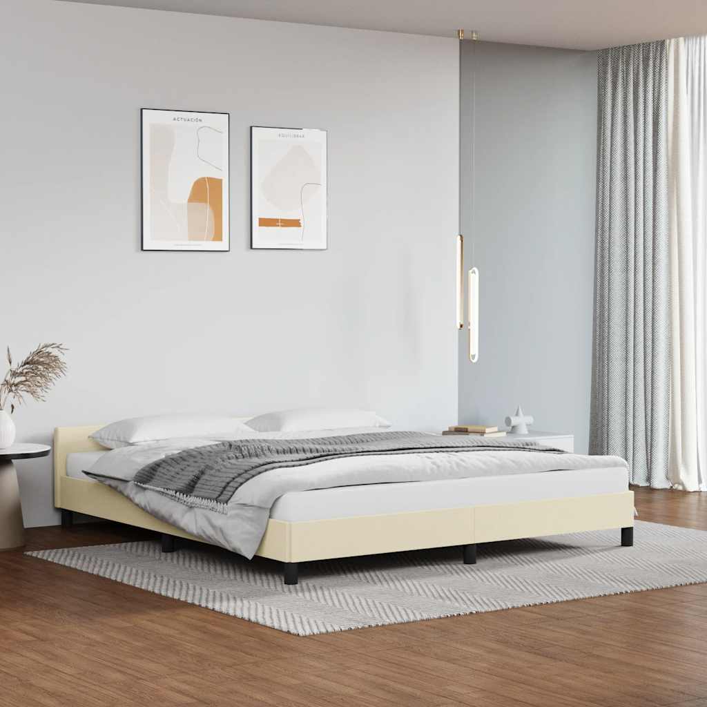 Sengeramme med hovedgærde uden madras Creme 180x200 cm