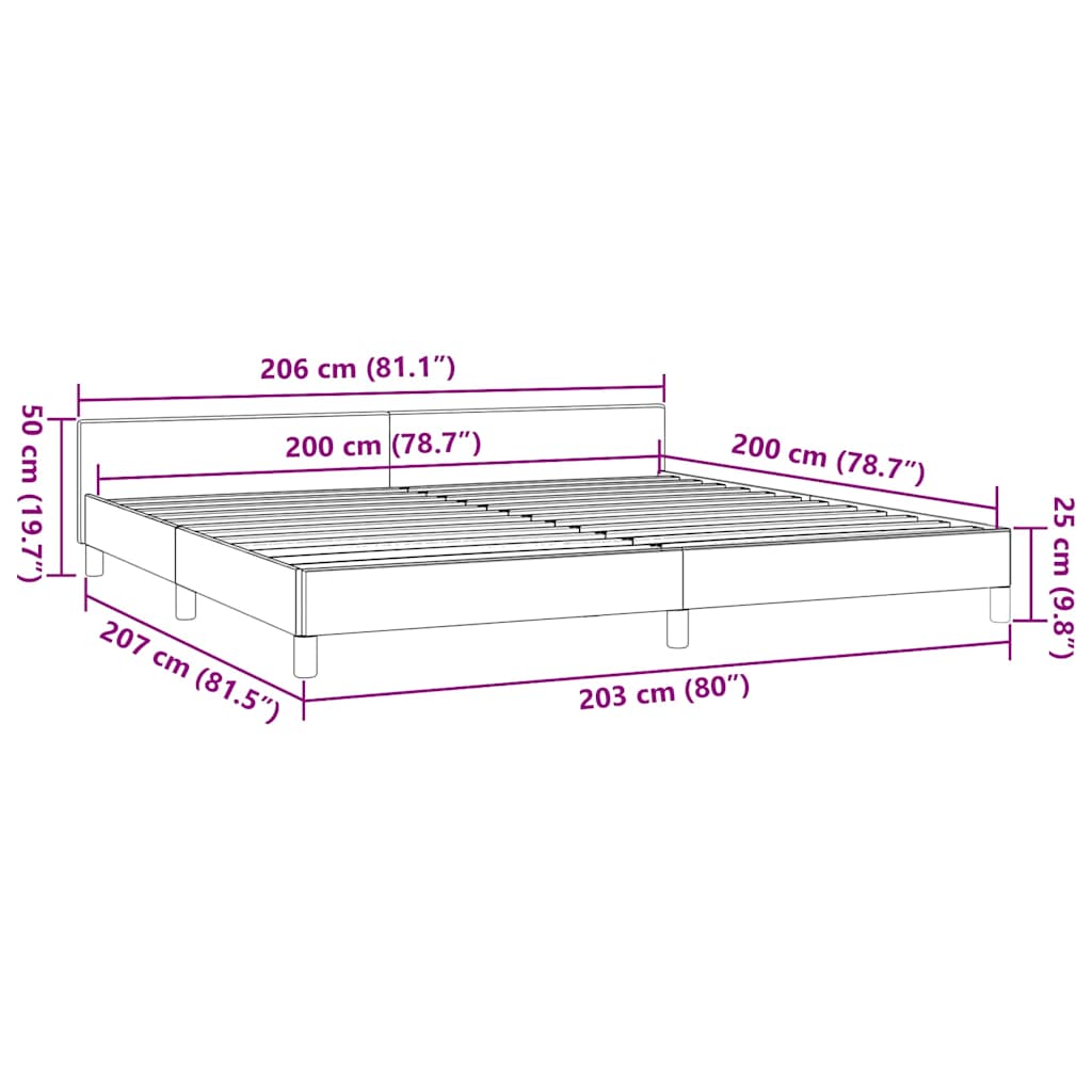 Sengeramme med hovedgærde uden madras Hvid 200x200 cm
