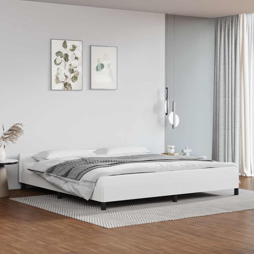 Sengeramme med hovedgærde uden madras Hvid 200x200 cm