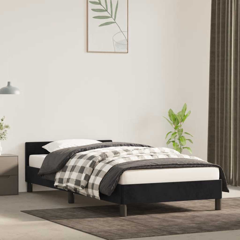 Sengeramme med hovedgærde uden madras Sort 80x200 cm Fløjl