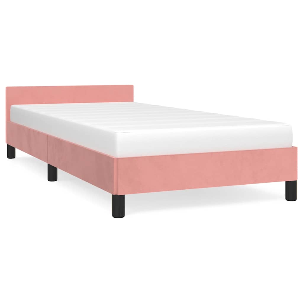 Sengeramme med hovedgærde uden madras Pink 80x200 cm Fløjl