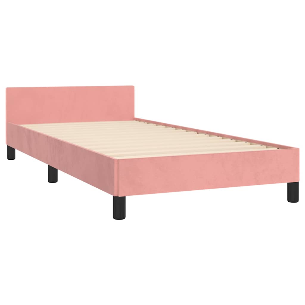 Sengeramme med hovedgærde uden madras Pink 80x200 cm Fløjl