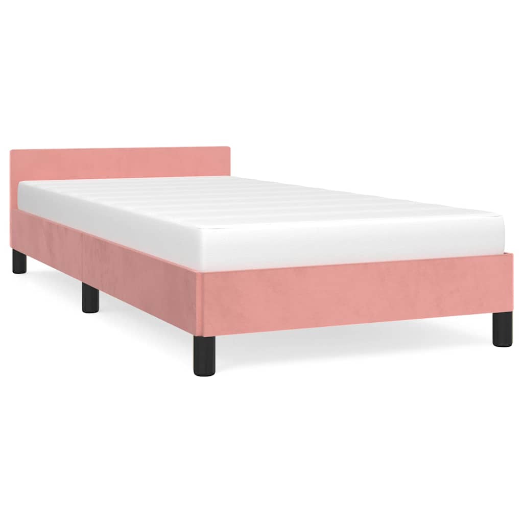 Sengeramme med hovedgærde uden madras Pink 90x190 cm Fløjl
