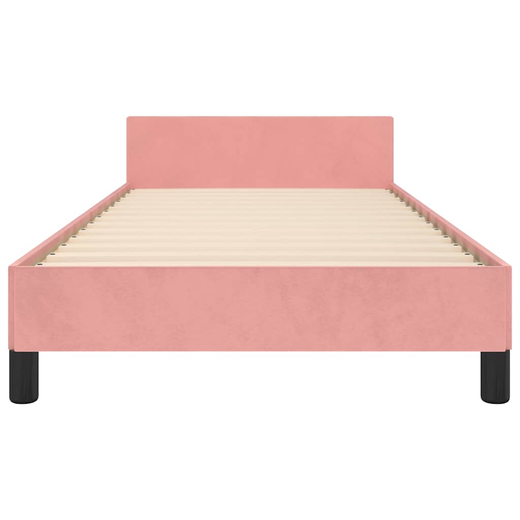 Sengeramme med hovedgærde uden madras Pink 90x190 cm Fløjl
