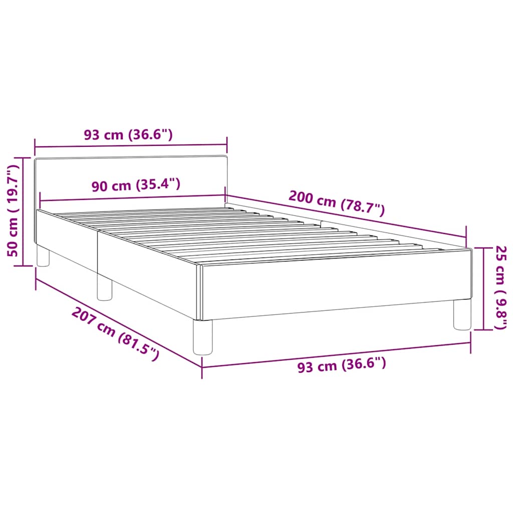 Sengeramme uden madras Mørkeblå 90x200 cm Fløjl
