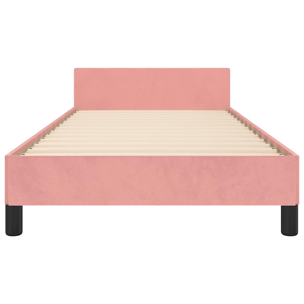 Sengeramme med hovedgærde uden madras Pink 90x200 cm Fløjl