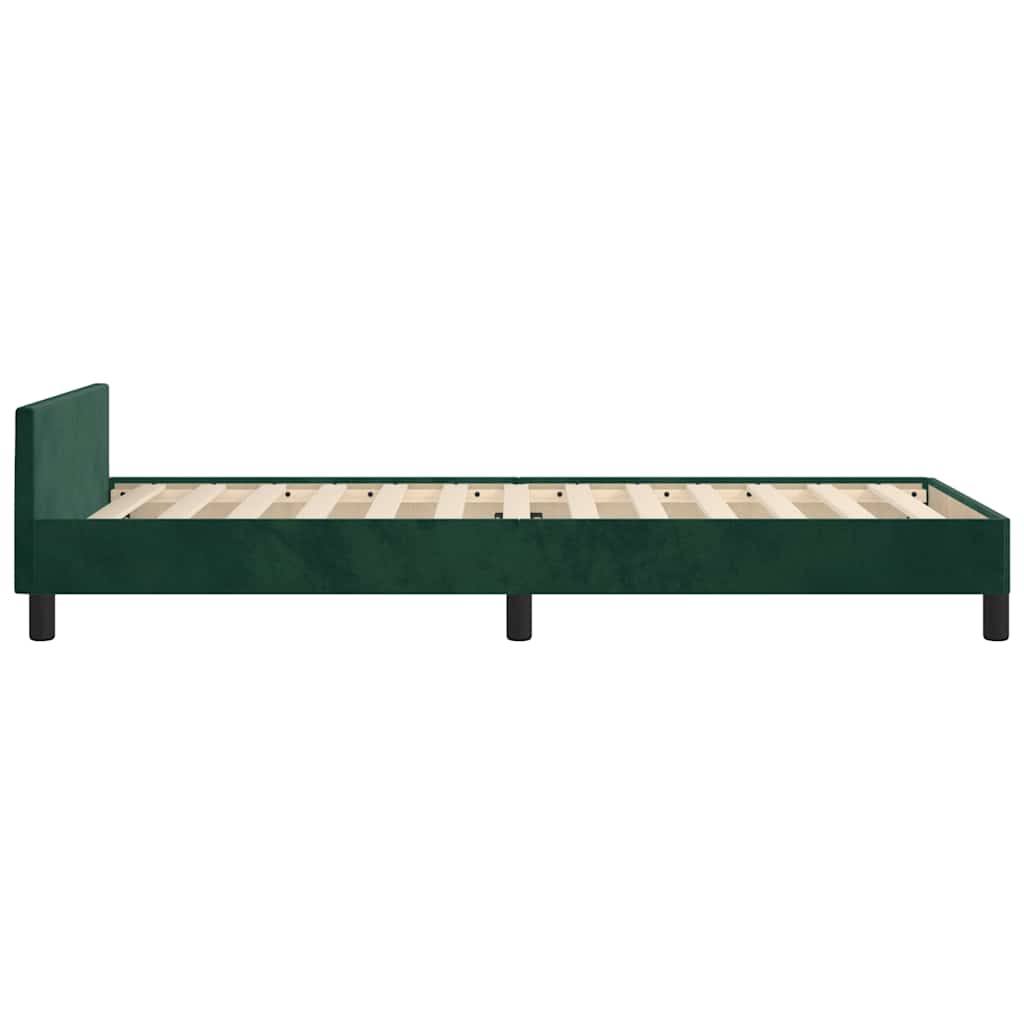 Sengeramme uden madras Mørkegrøn 100x200 cm Fløjl