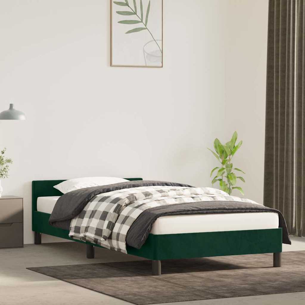 Sengeramme uden madras Mørkegrøn 100x200 cm Fløjl