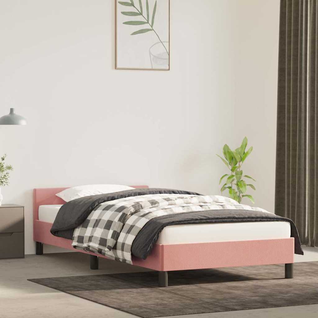 Sengeramme med hovedgærde uden madras Pink 100x200 cm Fløjl