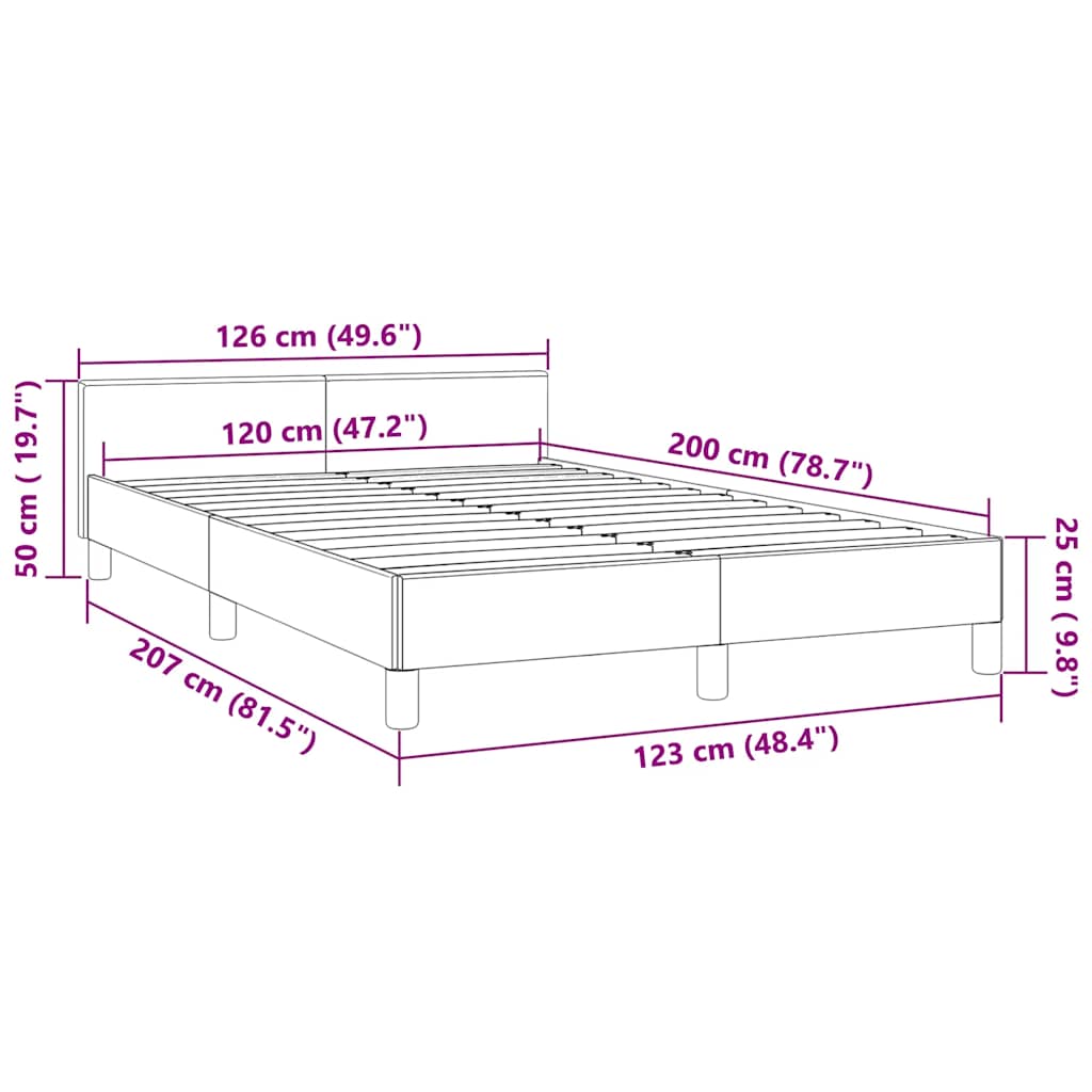 Sengeramme uden madras Sort 120x200 cm Fløjl