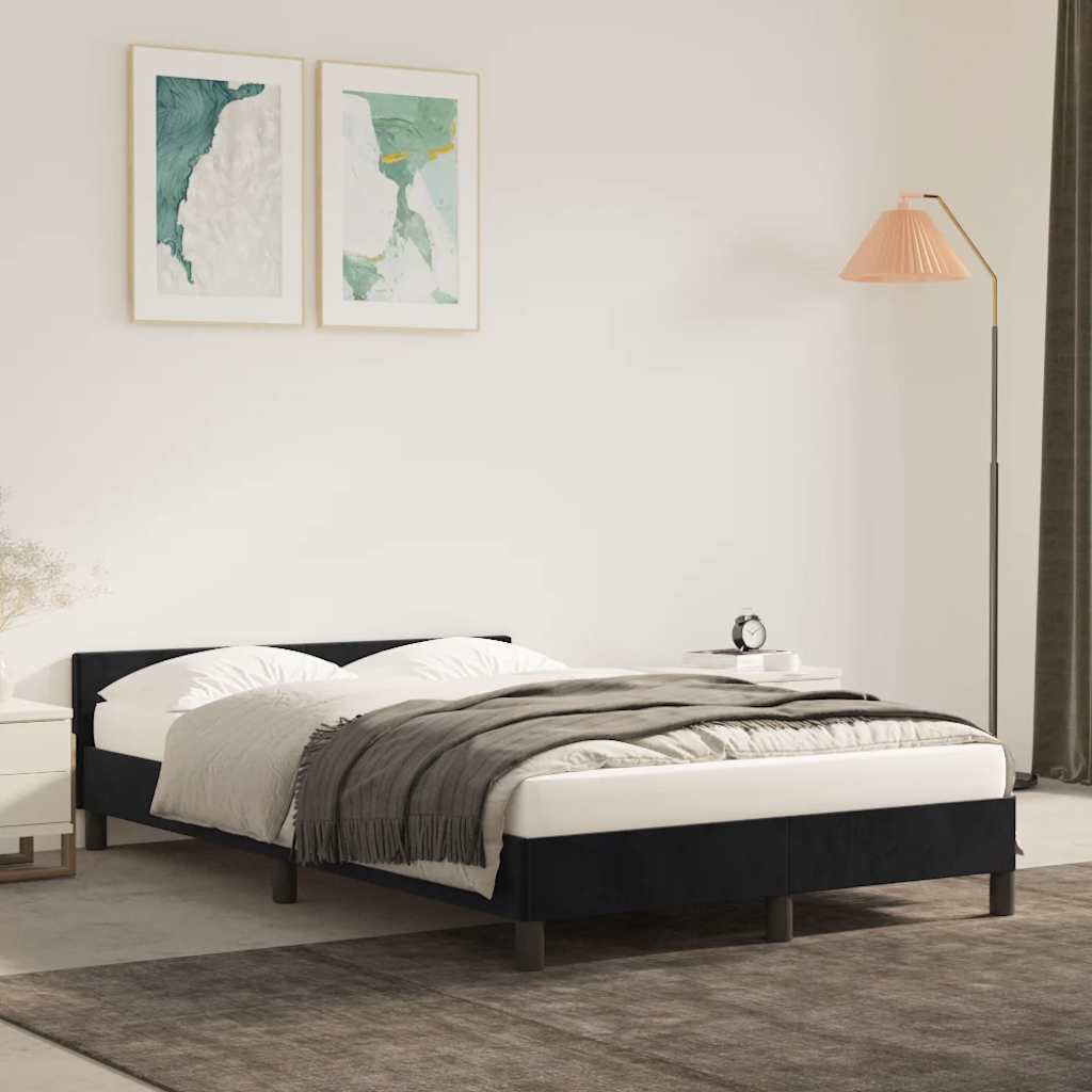 Sengeramme uden madras Sort 120x200 cm Fløjl